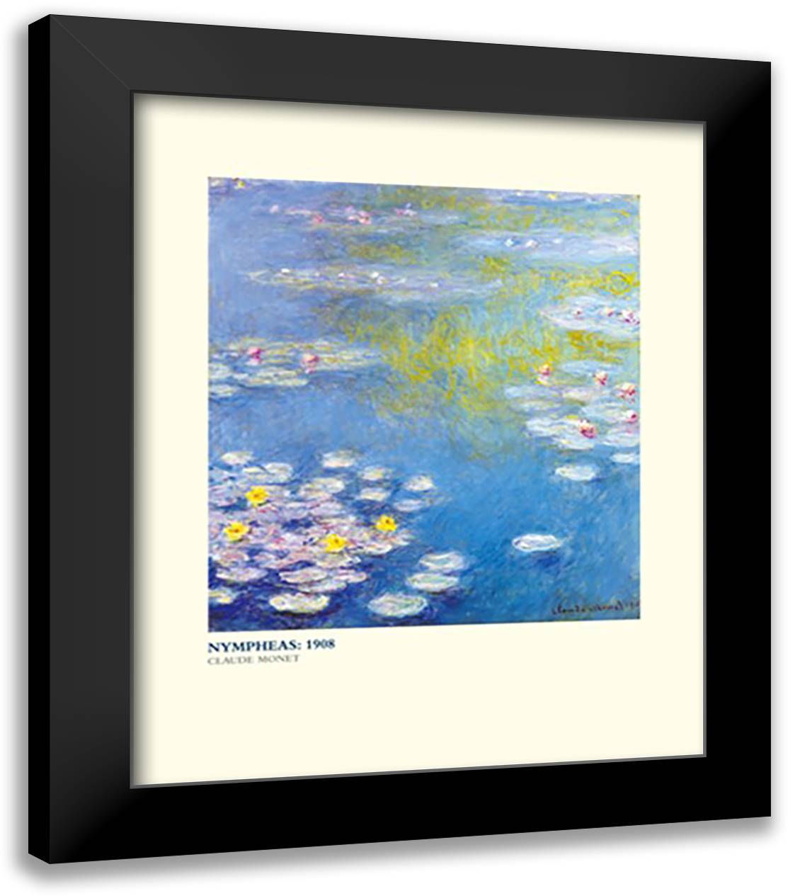 Nympheas 1908 20x24 Black Modern Wood Framed Art Print Poster by Monet, Claude