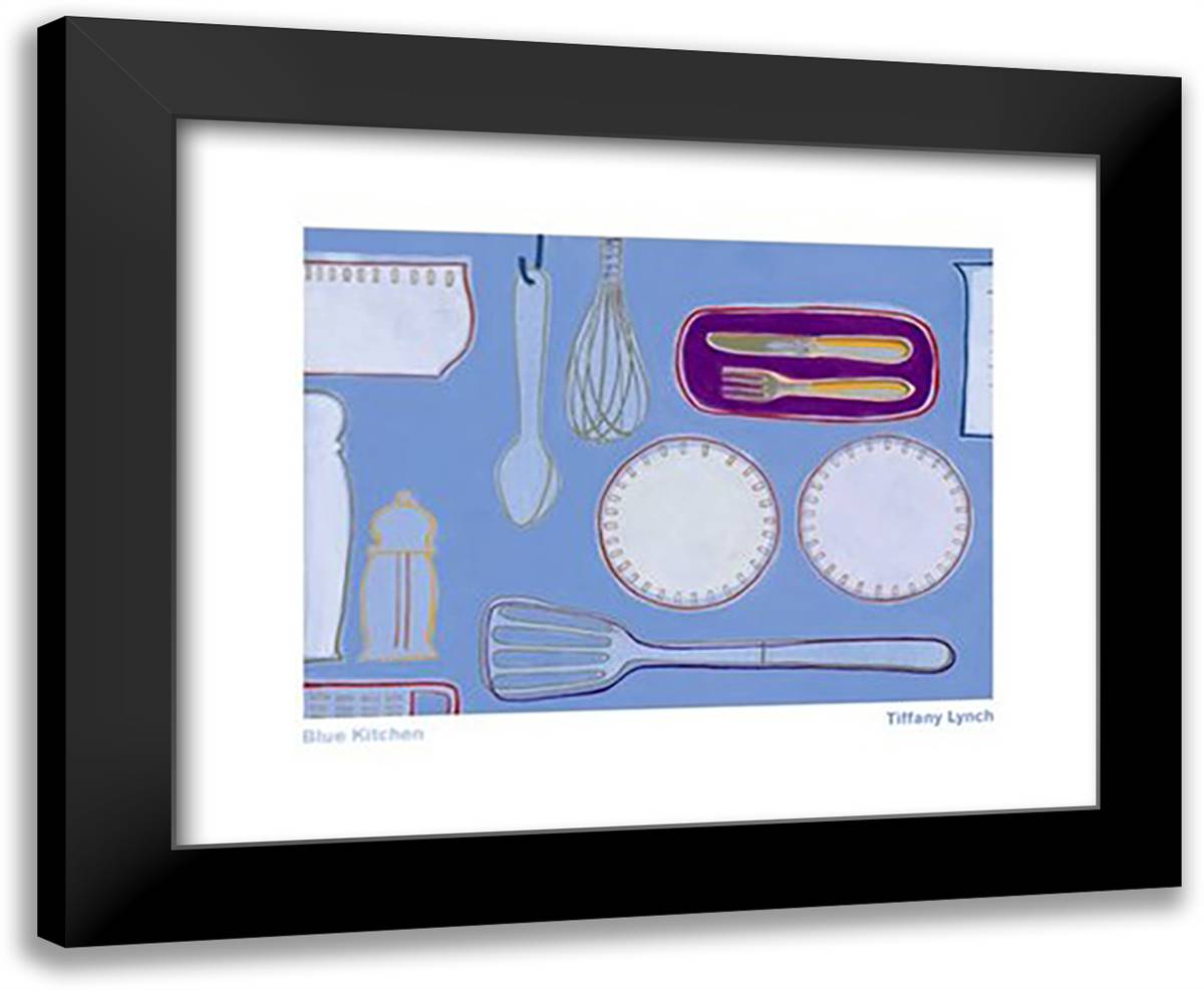Blue Kitchen 24x20 Black Modern Wood Framed Art Print Poster by Lynch, Tiffany