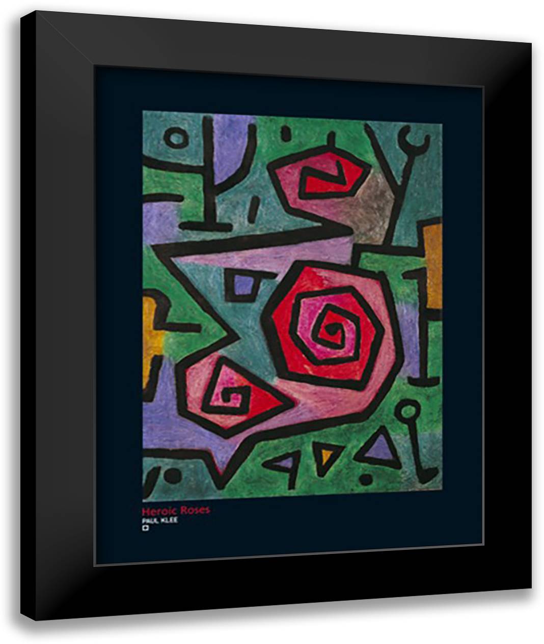 Heroic Roses 28x36 Black Modern Wood Framed Art Print Poster by Klee, Paul