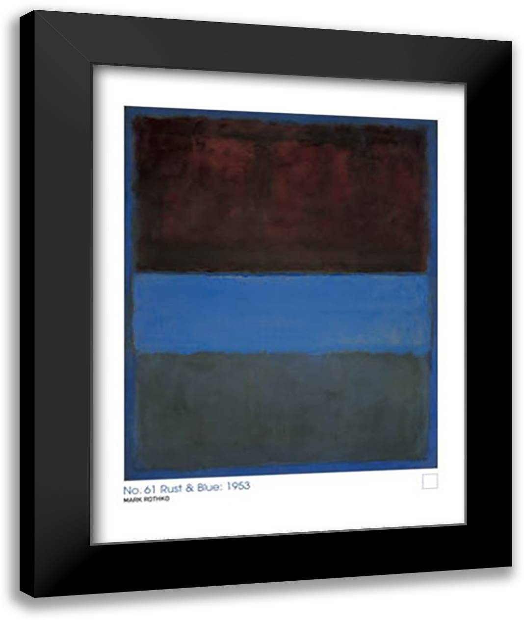 No. 61 (Rust and Blue) 28x36 Black Modern Wood Framed Art Print Poster