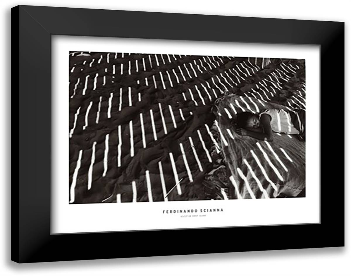 Asleep On Coney Island 36x28 Black Modern Wood Framed Art Print Poster by Scianna, Ferdinando