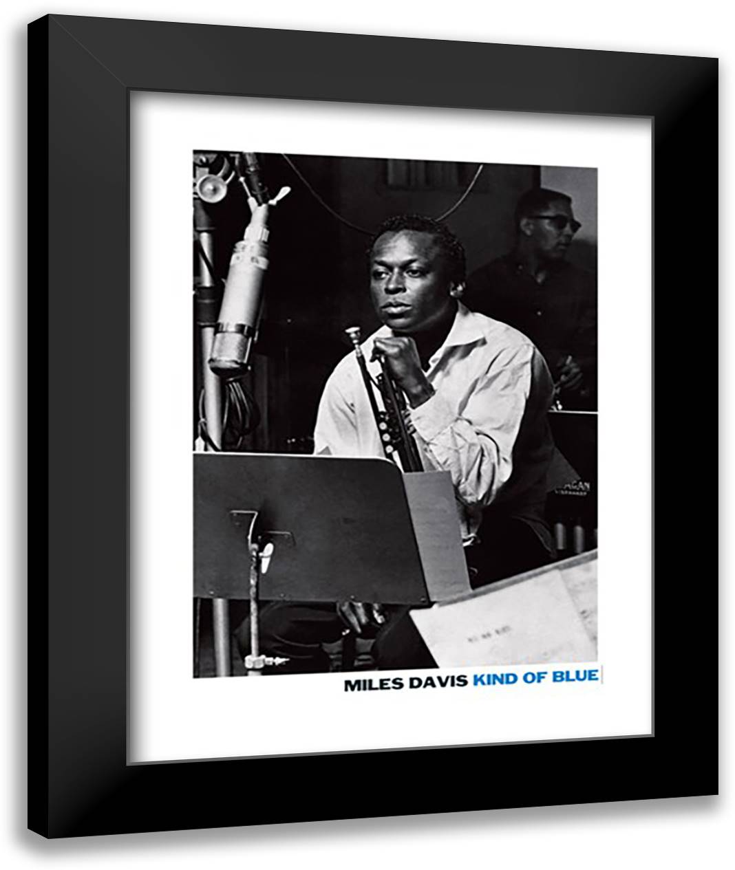 Mile Davis Kind Of Blue 28x36 Black Modern Wood Framed Art Print Poster