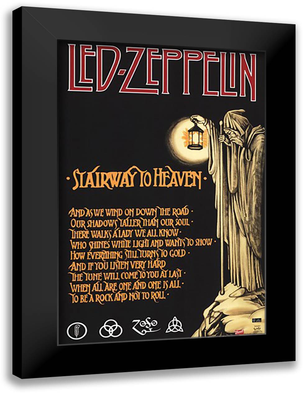 Led Zeppelin - Stairway to Heaven 26x38 Black Modern Wood Framed Art Print Poster