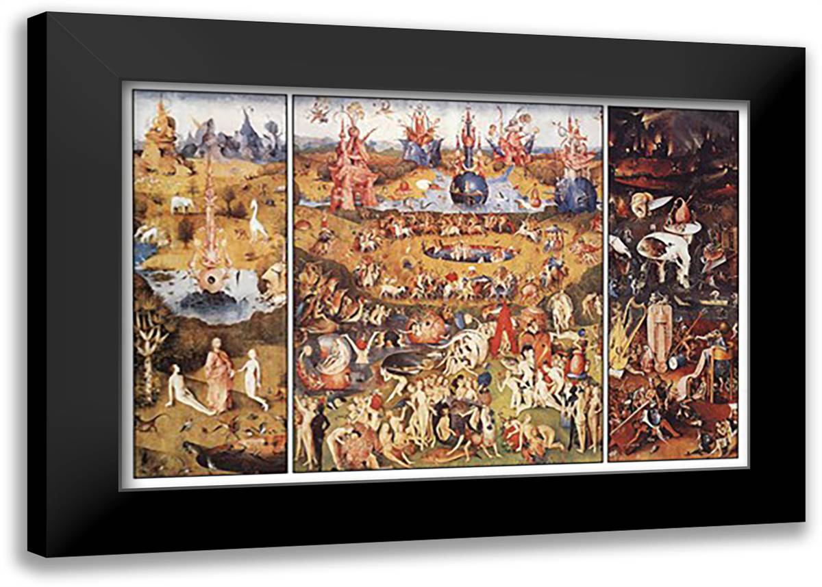 Garden of Earthly Delights, c.1504 40x28 Black Modern Wood Framed Art Print Poster by Bosch, Hieronymus