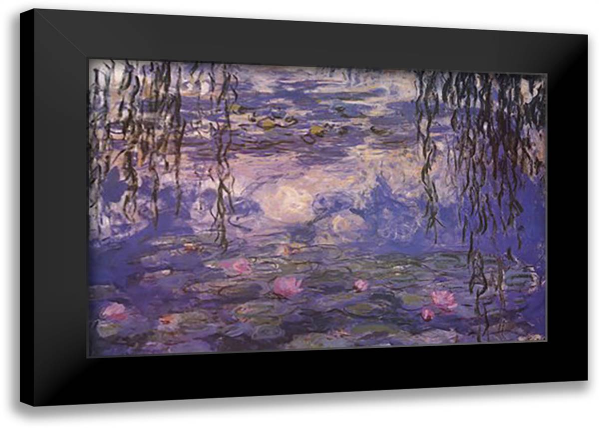 Water Lilies and Willow Branches, c.1917 40x28 Black Modern Wood Framed Art Print Poster by Monet, Claude