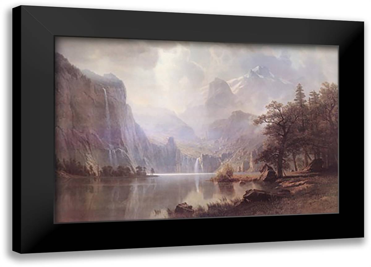 In The Mountains 40x28 Black Modern Wood Framed Art Print Poster by Bierstadt, Albert