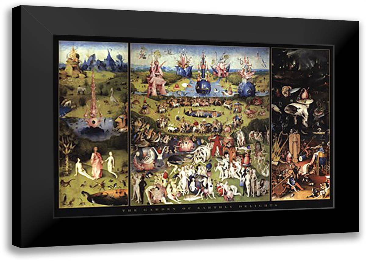 Garden of Earthly Delights 40x28 Black Modern Wood Framed Art Print Poster by Bosch, Hieronymus