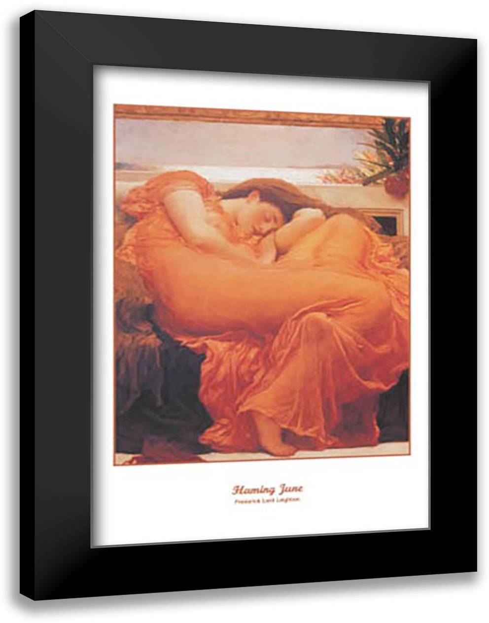 Flaming June, c.1895 28x40 Black Modern Wood Framed Art Print Poster by Leighton, Frederic