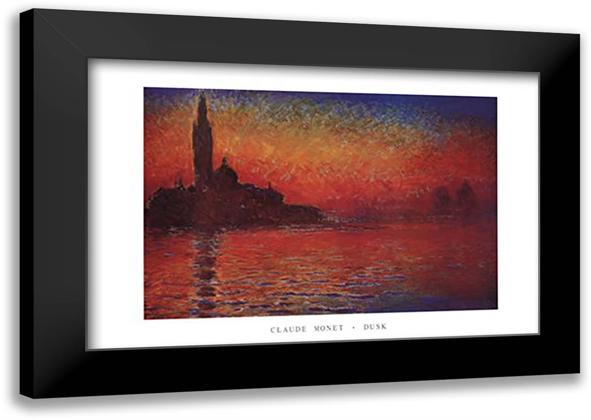 San Giorgio Maggiore at Twilight (or Dusk in Venice), c.1908 40x28 Black Modern Wood Framed Art Print Poster by Monet, Claude