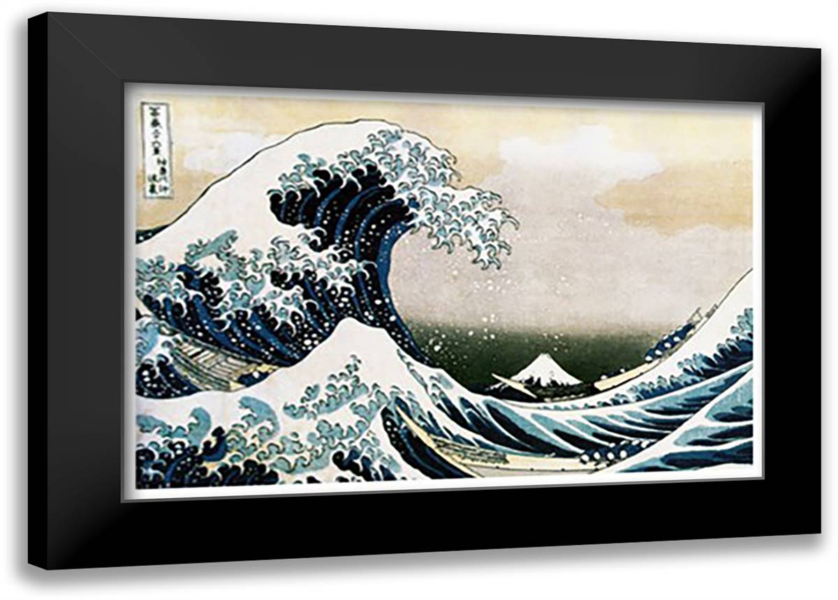 The Great Wave off Kanagawa, c.1830 40x28 Black Modern Wood Framed Art Print Poster by Hokusai, Katsushika