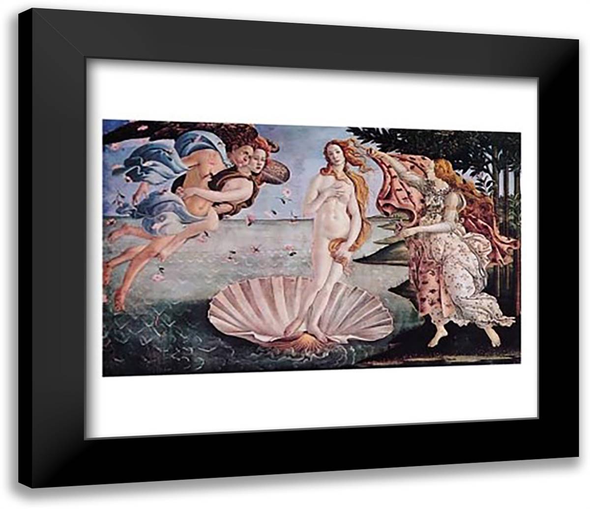Birth Of Venus 32x26 Black Modern Wood Framed Art Print Poster by Botticelli, Sandro