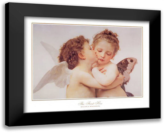 The First Kiss 32x26 Black Modern Wood Framed Art Print Poster by Bouguereau, William Adolphe