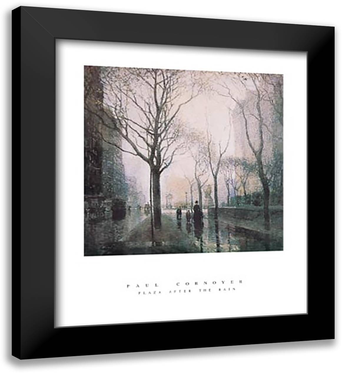 Plaza After The Rain 26x32 Black Modern Wood Framed Art Print Poster by Cornoyer, Paul