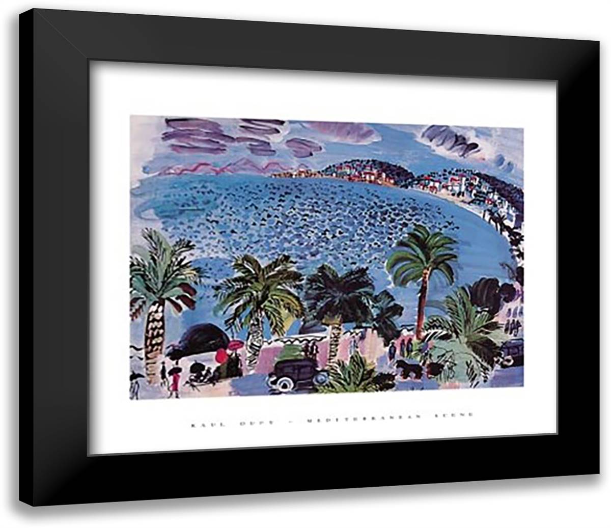 Mediterranean Scene 32x26 Black Modern Wood Framed Art Print Poster by Dufy, Raoul