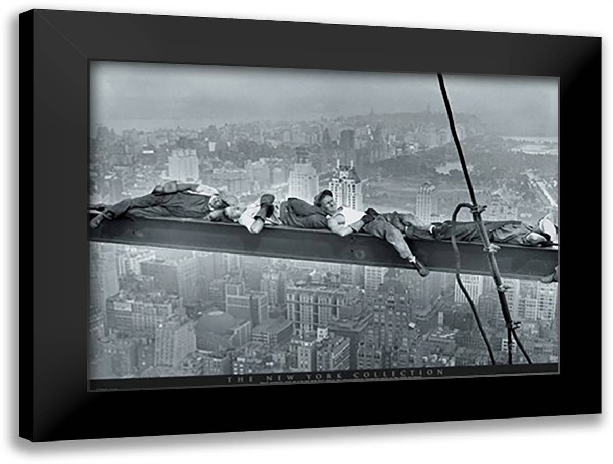 New York Asleep On Girder 40x28 Black Modern Wood Framed Art Print Poster