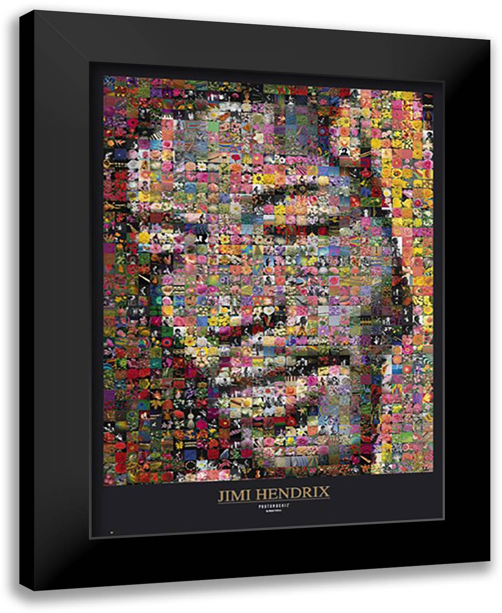 Jimi Hendrix - Mosaic 28x40 Black Modern Wood Framed Art Print Poster