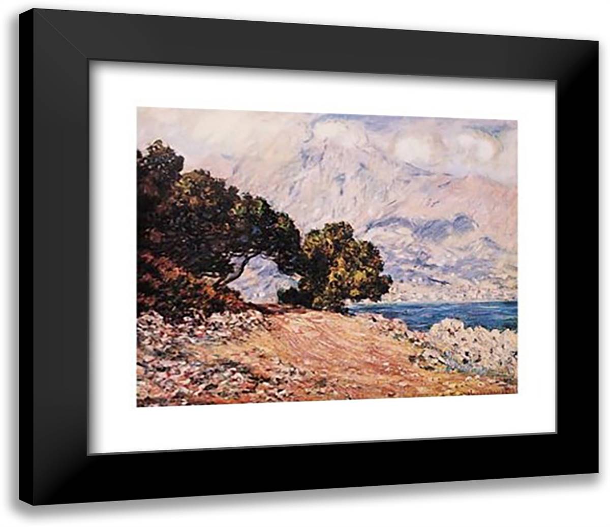 Cape Martin 32x26 Black Modern Wood Framed Art Print Poster by Monet, Claude