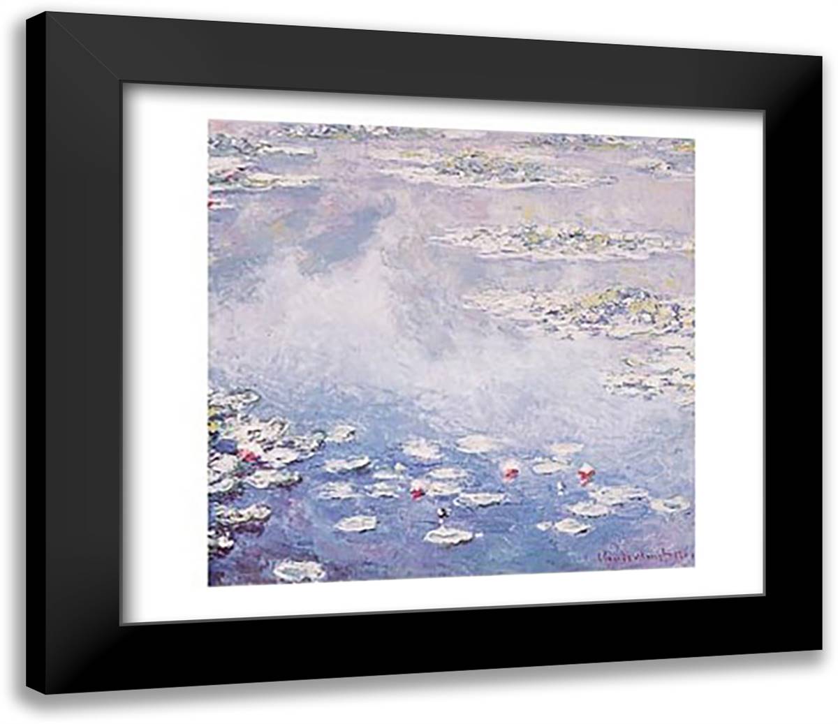Waterlillies 32x26 Black Modern Wood Framed Art Print Poster by Monet, Claude
