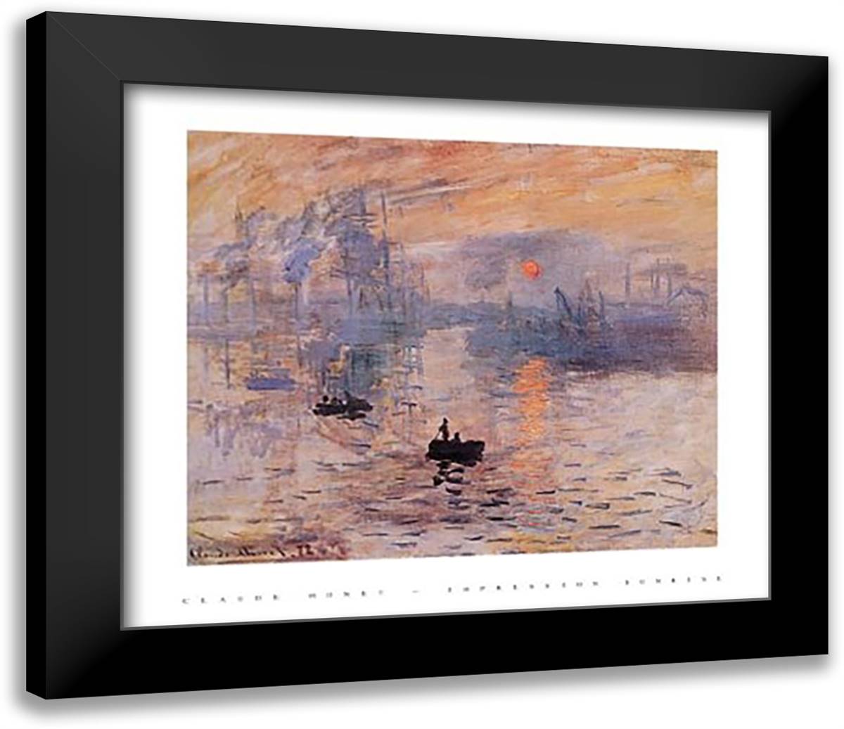 Impression, Sunrise, c.1872 (blue) 32x26 Black Modern Wood Framed Art Print Poster by Monet, Claude