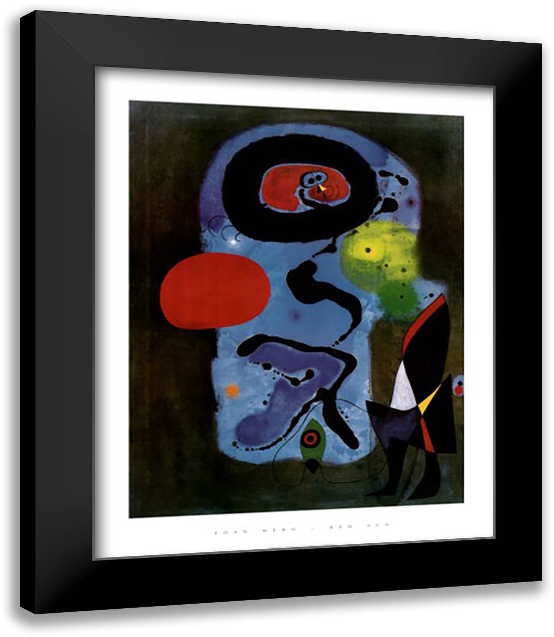 Red Sun 26x32 Black Modern Wood Framed Art Print Poster by Miro, Joan