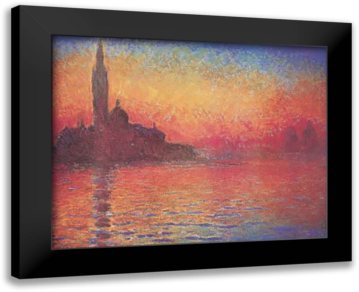 Dusk in Venice 32x26 Black Modern Wood Framed Art Print Poster by Monet, Claude