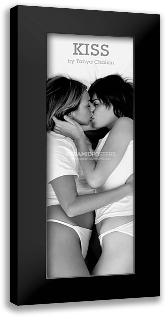Kiss 16x40 Black Modern Wood Framed Art Print Poster by Chalkin, Tanya