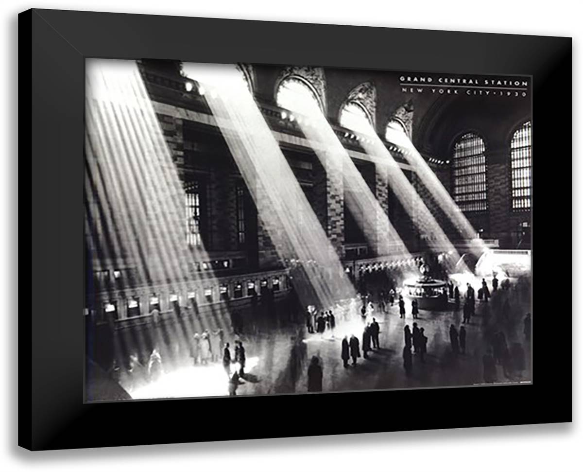 Grand Central Station, New York City, c.1934 24x20 Black Modern Wood Framed Art Print Poster