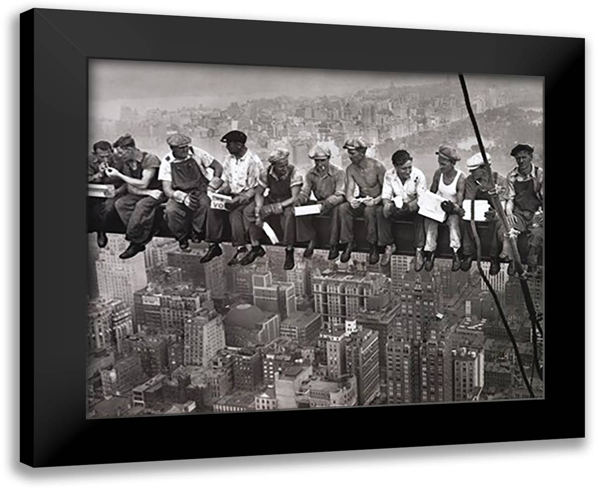 Lunchtime Atop a Skyscraper, c.1932 24x20 Black Modern Wood Framed Art Print Poster by Ebbets, Charles C.