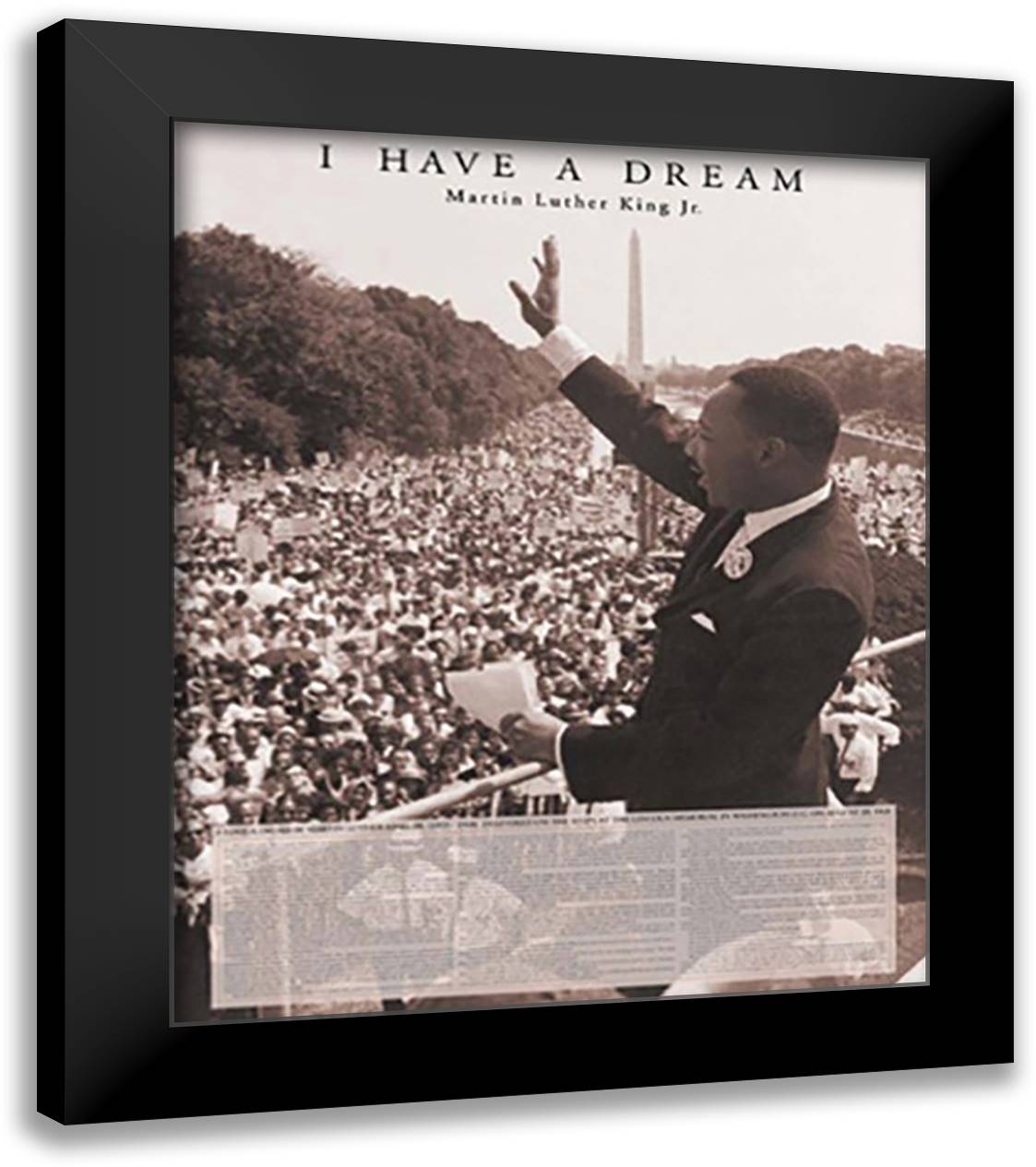Martin Luther King 20x24 Black Modern Wood Framed Art Print Poster