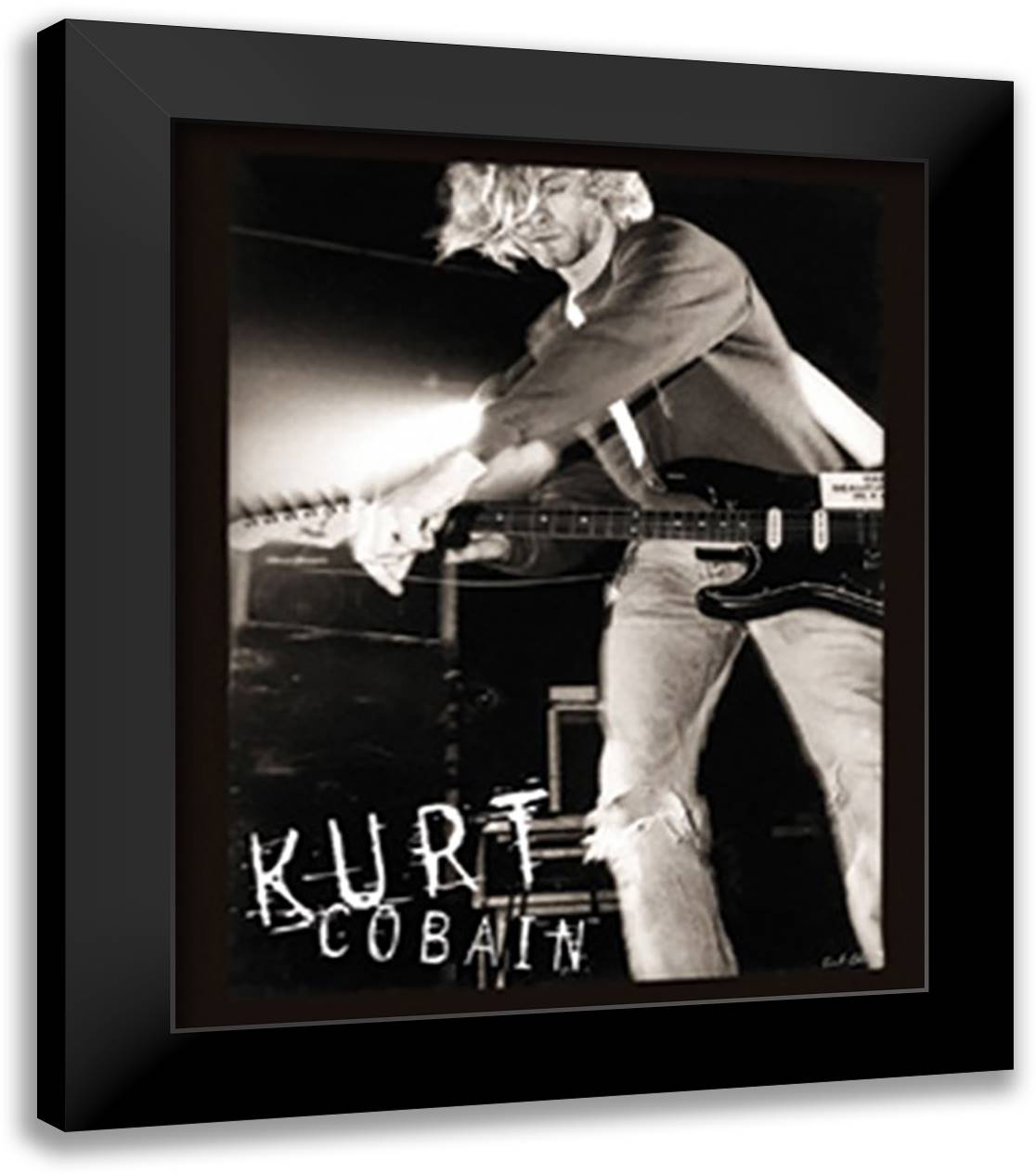 Kurt Cobain (Live) 20x24 Black Modern Wood Framed Art Print Poster