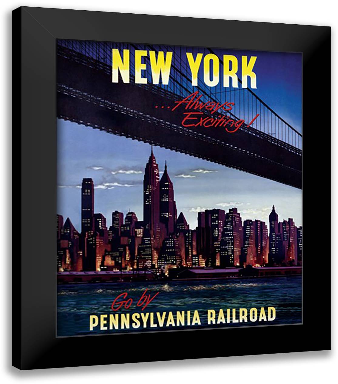 New York (Pennsylvania Railroa 20x24 Black Modern Wood Framed Art Print Poster