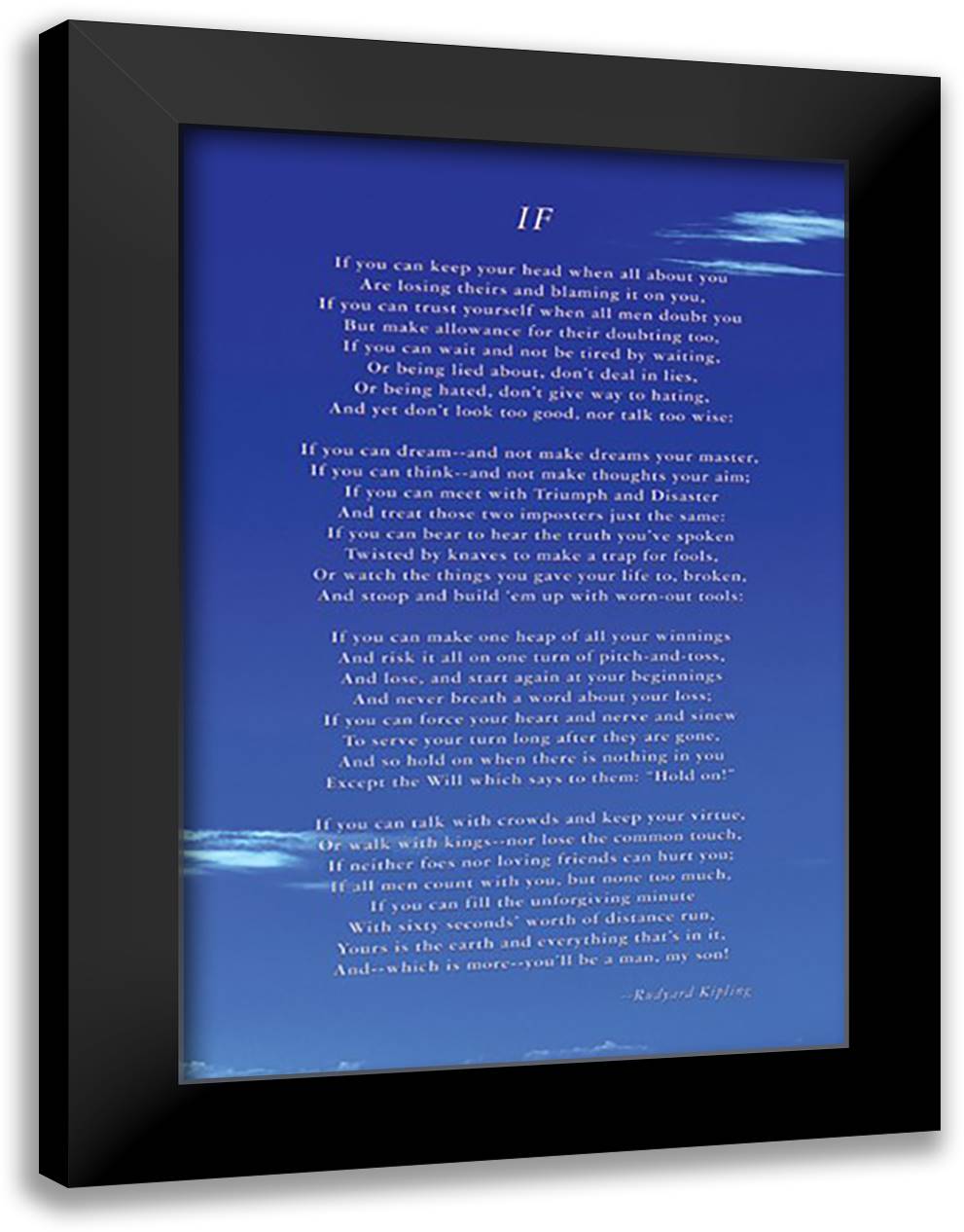 If 20x24 Black Modern Wood Framed Art Print Poster by Kipling, Rudyard