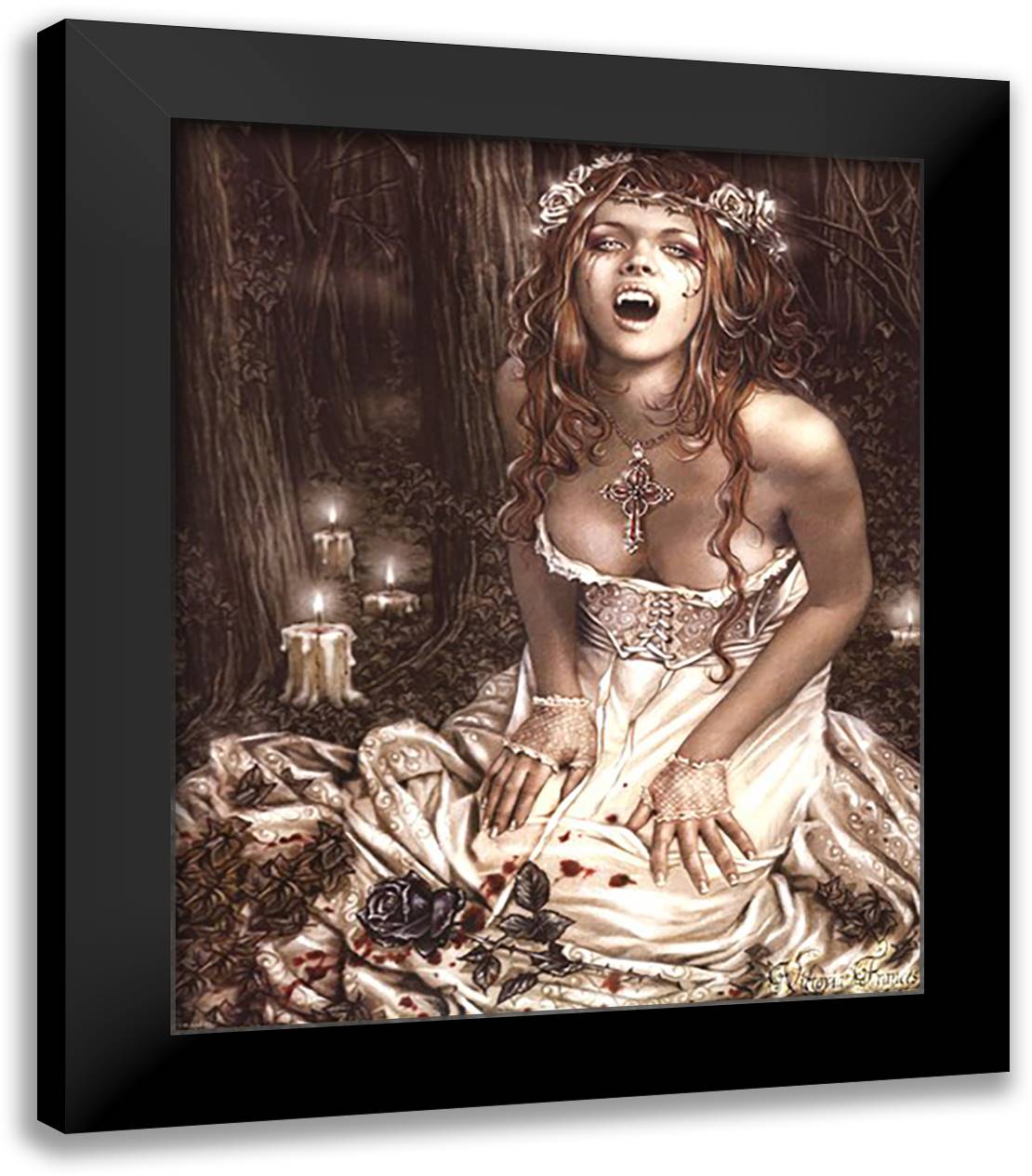 Vampire Girl 20x24 Black Modern Wood Framed Art Print Poster by Frances, Victoria