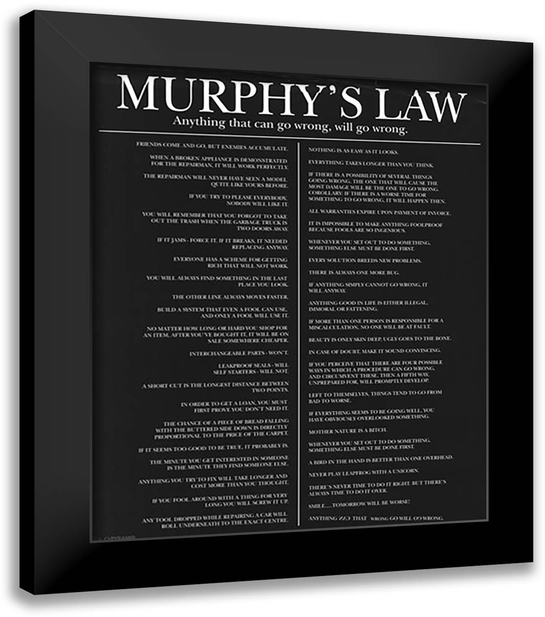 Murphy's Law 20x24 Black Modern Wood Framed Art Print Poster