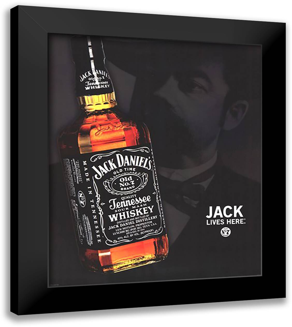 Jack Daniel's (Bottle) 20x24 Black Modern Wood Framed Art Print Poster