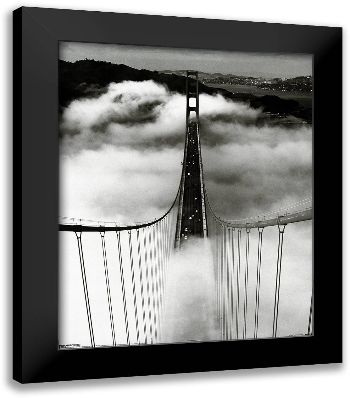 Misty Morning Golden Gate Bridge 20x24 Black Modern Wood Framed Art Print Poster
