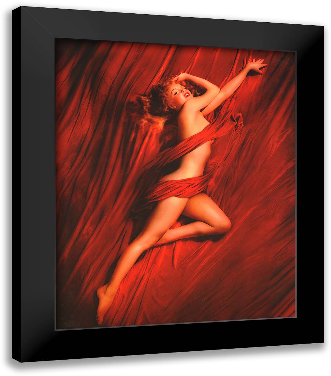 Marilyn Monroe - Red Silk 20x24 Black Modern Wood Framed Art Print Poster