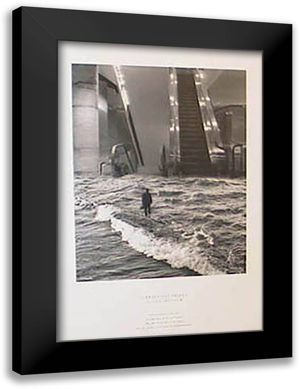 The Escalator 28x40 Black Modern Wood Framed Art Print Poster by Mutter, Scott