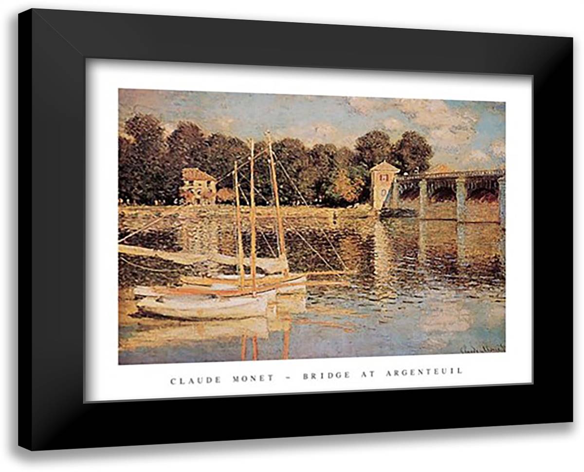 Bridge At Argenteuil 18x15 Black Modern Wood Framed Art Print Poster by Monet, Claude