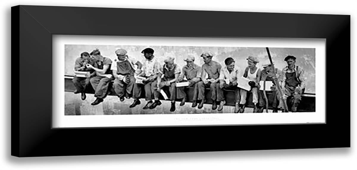 Men on Girder 40x16 Black Modern Wood Framed Art Print Poster by Bettmann-Corbis