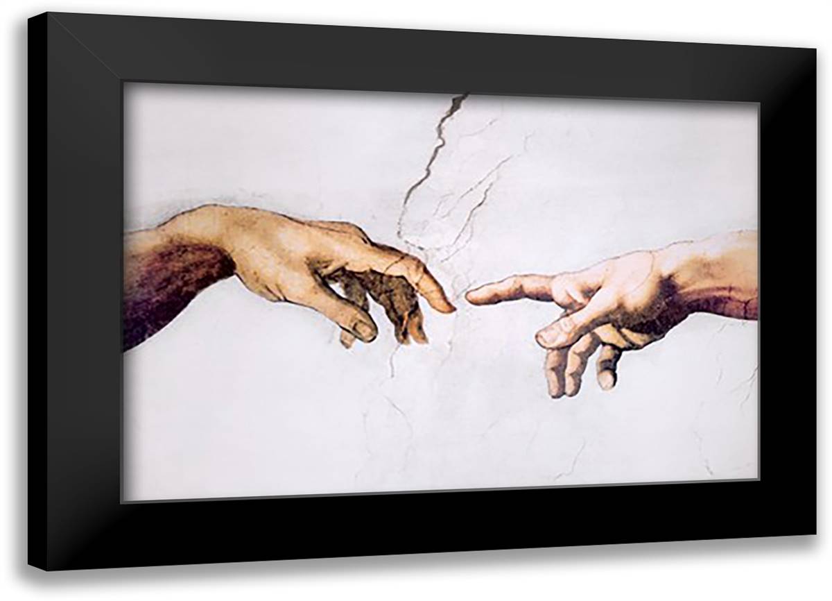 Creation of Adam 40x28 Black Modern Wood Framed Art Print Poster by Michelangelo