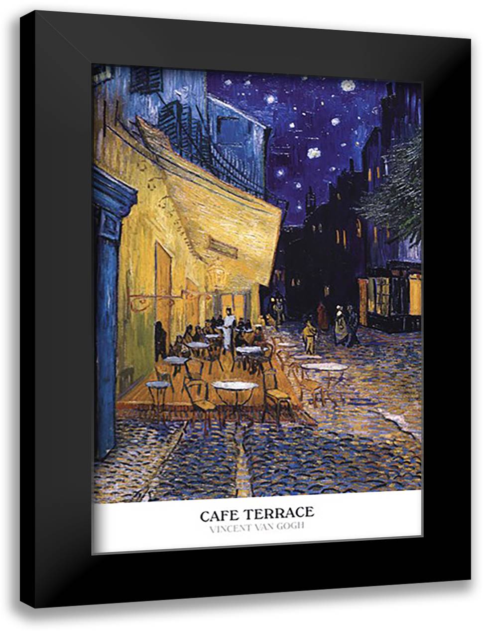 The Cafe Terrace on the Place du Forum, Arles, at Night, c.1888 28x40 Black Modern Wood Framed Art Print Poster by Van Gogh, Vincent