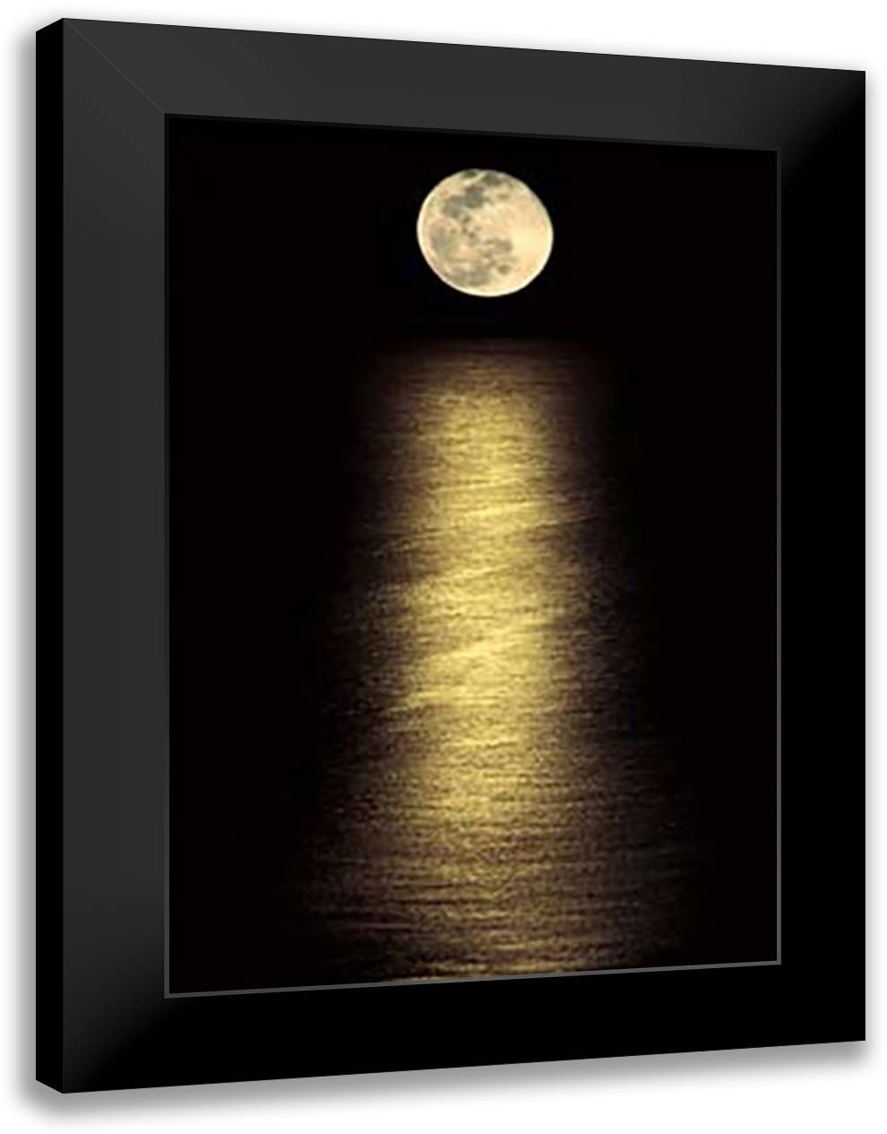 Moonlit Ocean 28x40 Black Modern Wood Framed Art Print Poster