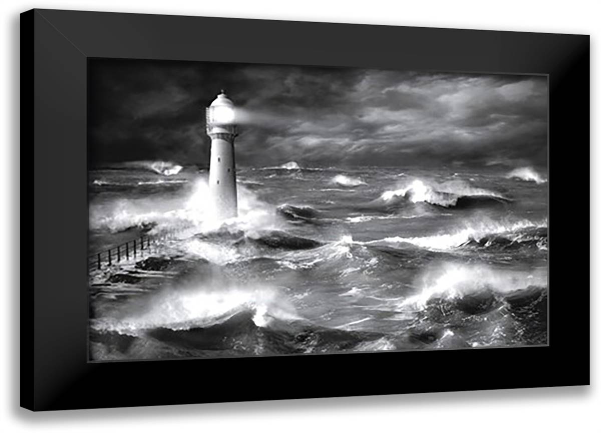 Le Four Lighthouse (Jean Guich 40x28 Black Modern Wood Framed Art Print Poster