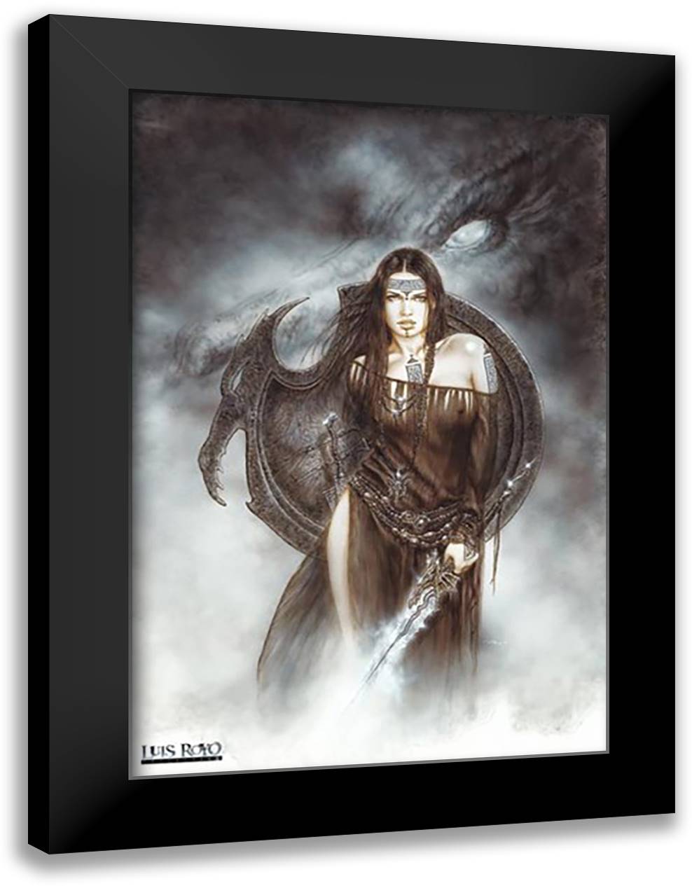 Dragon Spirit 28x40 Black Modern Wood Framed Art Print Poster by Royo, Luis
