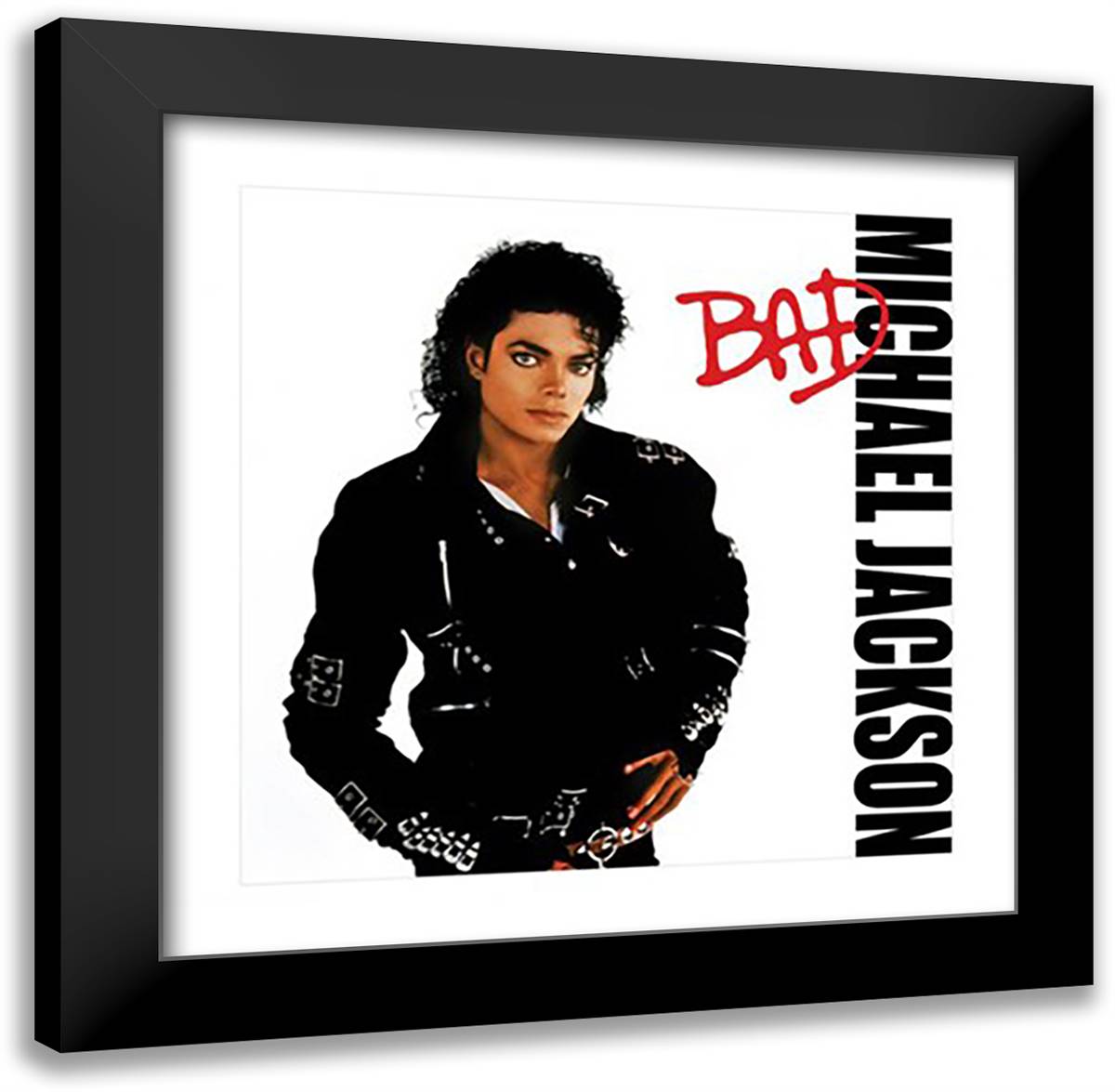 Michael Jackson - Bad 20x20 Black Modern Wood Framed Art Print Poster