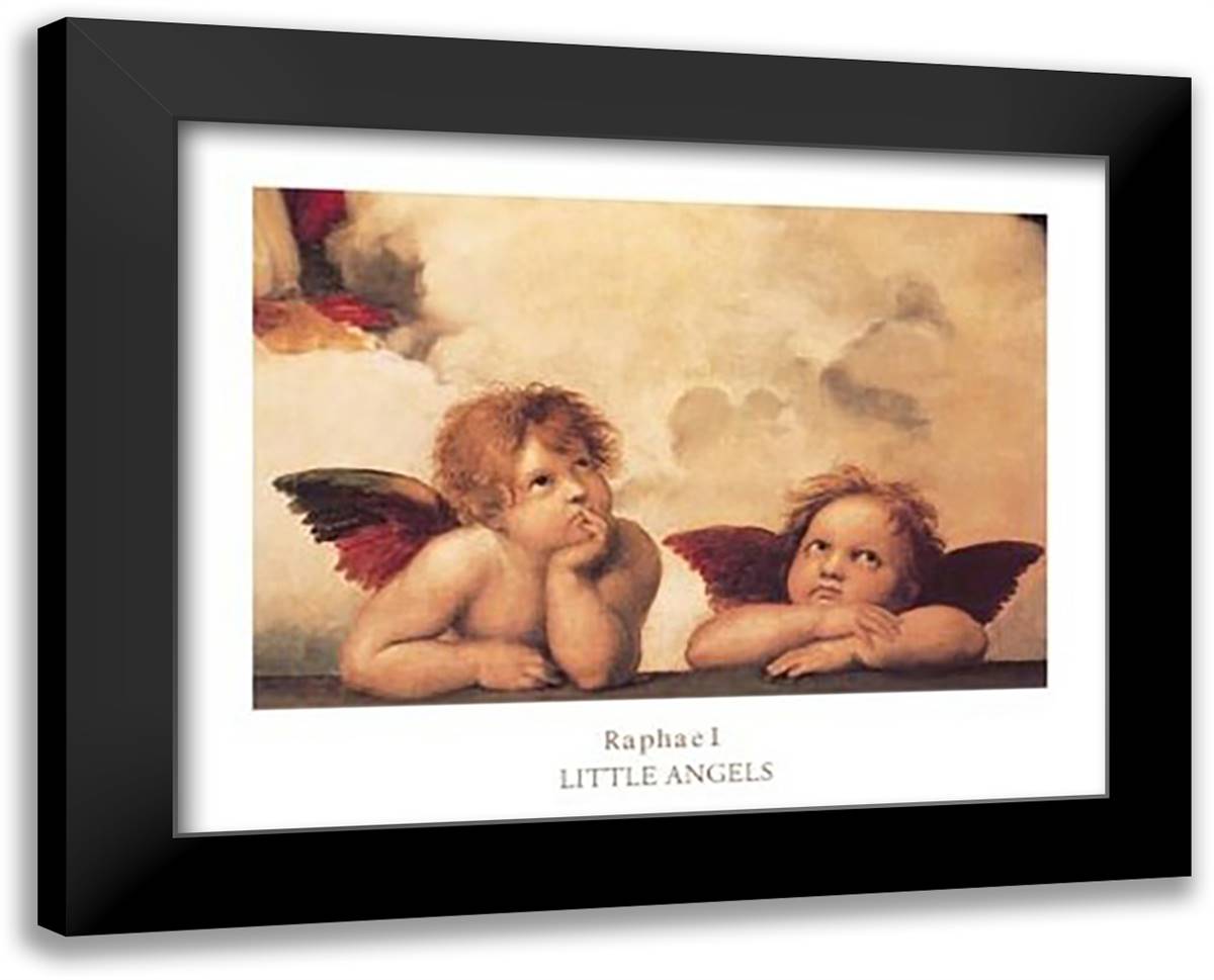 The Cherubim Putti Angels of The Sistine Madonna, c.1514 18x15 Black Modern Wood Framed Art Print Poster by Raphael