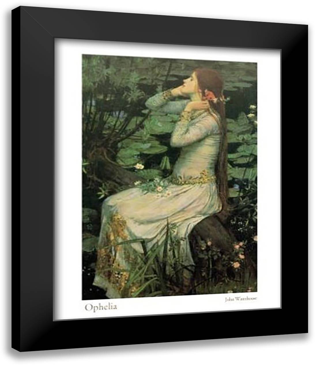 Ophelia (by the pond), c.1894 15x18 Black Modern Wood Framed Art Print Poster by Waterhouse, John William
