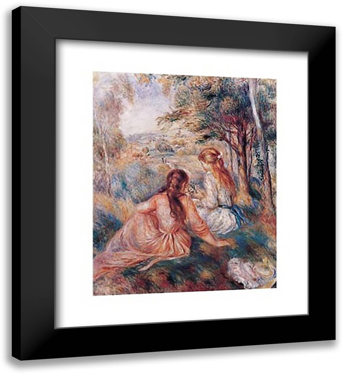 In The Meadow 26x32 Black Modern Wood Framed Art Print Poster by Renoir, Pierre-Auguste