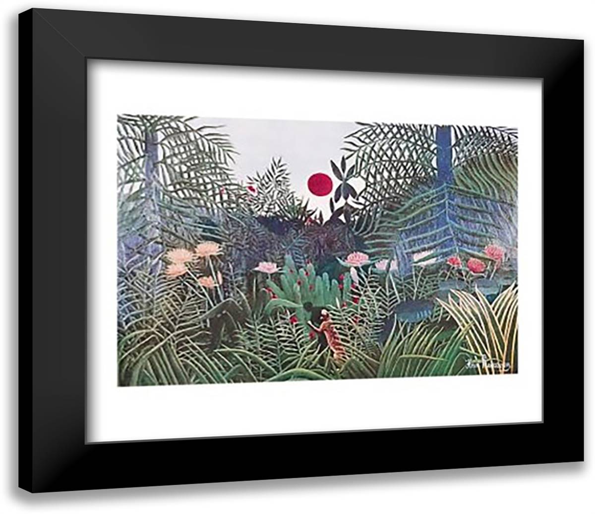 Virgin Forest - Sun 32x26 Black Modern Wood Framed Art Print Poster by Rousseau, Henri